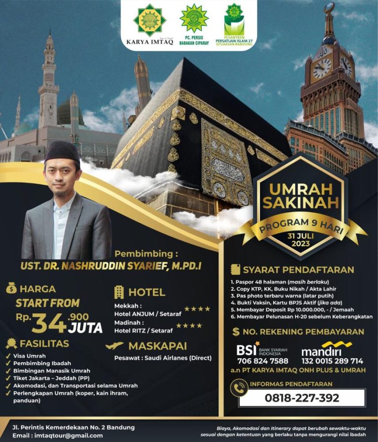 UMROH SAKINAH PROGRAM 9 HARI 31 JULI 2023