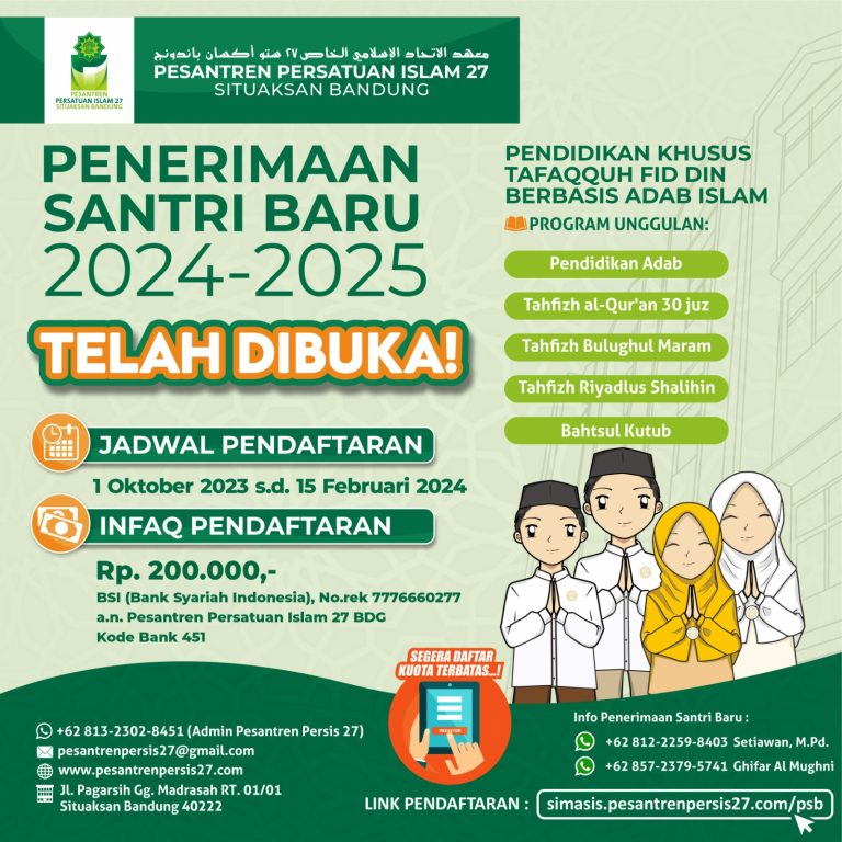 [TELAH DIBUKA!!] Penerimaan Santri Baru 2024-2025