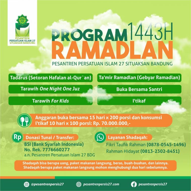 Program Ramadlan 1443 H – Pesantren Persis 27 Situaksan Bandung