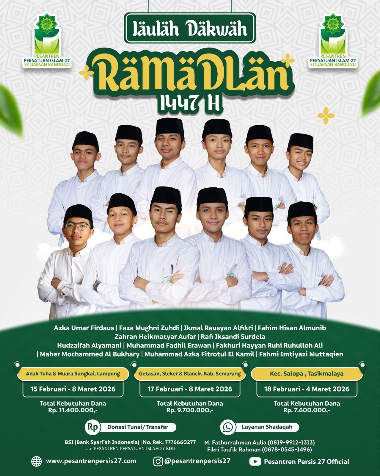 1 Mu’allimin yang akan melaksanakan Jaulah dakwah di daerah Lampung, PC Muara Sungkai dan Anak Tuha